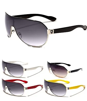 New Khan Shield Aviator Sunglasses Sport Wrap Around One Piece Retro Hip Hop  • $14.95