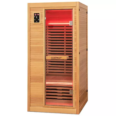 1 Person Far Infrared Wooden Sauna Room W/ Bluetooth Speakers 9 Carbon Heaters • $1499.99