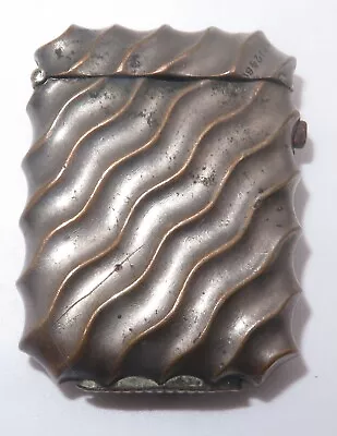 Vintage Gray Metal Repousse Wavy Pattern Push Button Match Safe Vesta Case 29g • $8.50