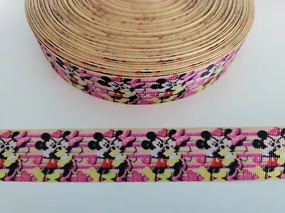 5 Yards 1  Minnie & Mickey Grosgrain Ribbon Hair Bow Supply. • $3.99