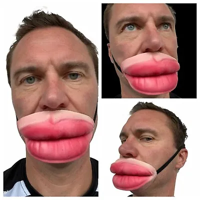 Funny Half Face Big Lips Mask Fat Lip Mouth Cover Adult Child Stag Party Access • £6.49
