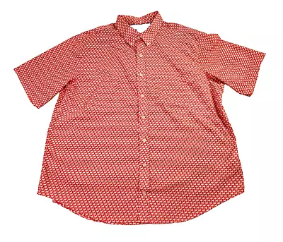 Izod Allover Flamingo Pattern Mens 2XLT Button Down Shirt Short Sleeve Pink Golf • $17.95