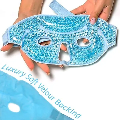 GEL BEAD FACE MASK Cold Warm Cool Hot Cooling Heat Pack Eye Headache Pain Relief • £5.98