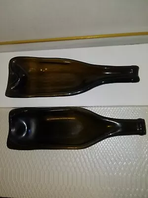 Melted Wine Bottle Spoon Rest/Appetizer Dish Cheese/Ashtray Brown • $22