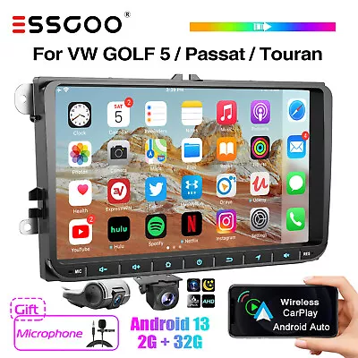 9  Android 13 2+32G Carplay Stereo GPS NAVI DVR Cam For VW Golf MK5 6 Polo Jetta • $126.59