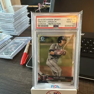 2018 1st Bowman Chrome Draft Refractor Trevor Larnach PSA 10 #BDC70 Twins QTY • $35