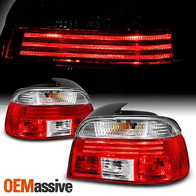 Fits 97-00 BMW E39 5-Series Sedan Red Clear Tail Lights Brake Lamps Pair Set • $59.99