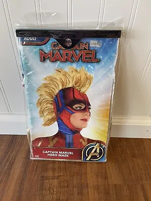 NEW Captain Marvel Hero Mask Superhero Adult One Size Cosplay Halloween Mohawk • $14.50
