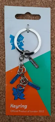 Official London 2012 Olympic Blue Logo Drop Charm Keychain Keyring New • £4.90