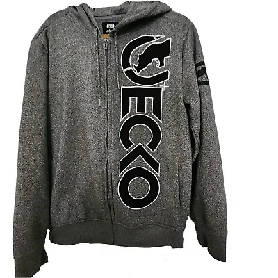 Ecko Unltd Mens Hoodie Medium Gray Spell Out Logo Hooded Full Zip Sweatshirt  • $18.77