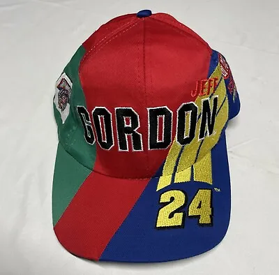 Vintage 90s Jeff Gordon NASCAR SnapBack Hat DuPont #24 Racing Streetwear Hipster • $36.99