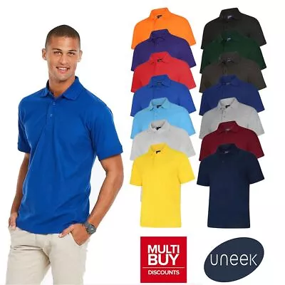 Uneek Deluxe Plain Polo Shirt Mens Womens Casual Leisure Work Top UC108 XS - 8XL • £9.30