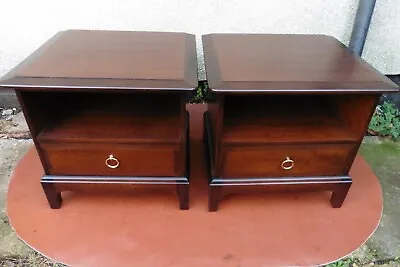 Pair Stag Minstrel Mahogany Bedside Cabinets Single Drawer Below Open Storage. • £165