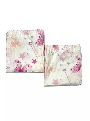 2 Kids Club High End Curtains Panels Drapes Pink White Girls Butterfly Print  • $87.50