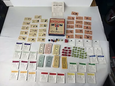 Vintage 1935 MONOPOLY Game Parker Brothers Wood Pieces No Board Seems Complete • $45