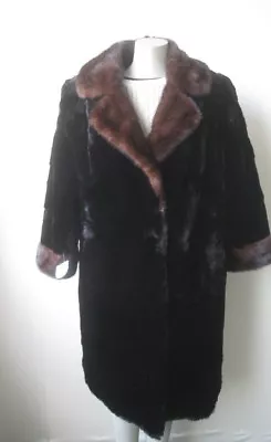 Women's Sz 14 Sheared Muskrat Fur Coat With MINK Fur Trims MINT  CLEARANCE SALE! • $125