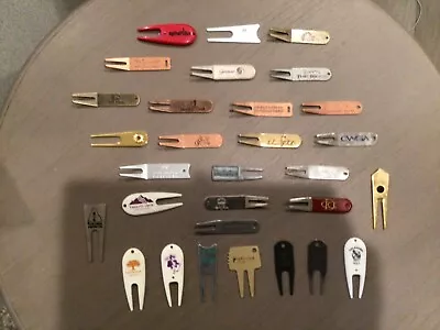 Collection Of 30 Golf Divot Tools From A Variety Of Courses And Clubs • $30