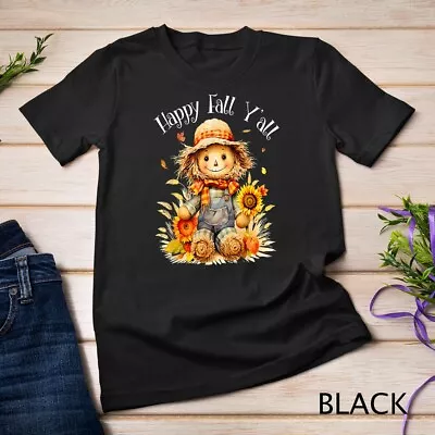 Happy Fall Yall Shirt Scarecrow Pumpkin Autumn Thanksgiving Unisex T-shirt • $16.99