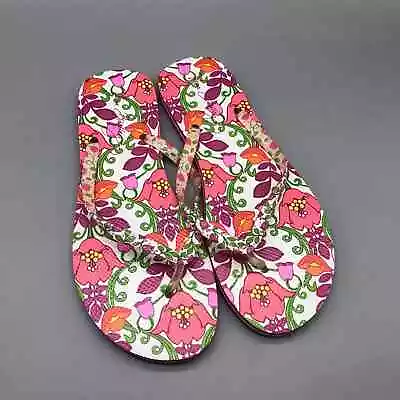 Vera Bradley Pink Floral Flip-Flop Thong Sandals • $16