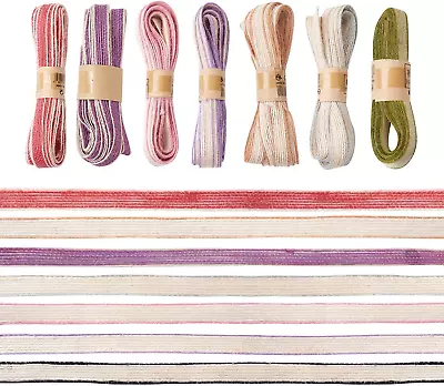 7 Bundles Natural Burlap Jute Ribbon 3/8  10Mm Wide Hessian Fabric Ribbon Crafts • $11.98