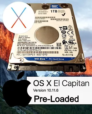 1000GB (1TB) | MacBook Pro Hard Drive El Capitan 10.11 2.5 2009 2010 2011 A1286 • $37.99