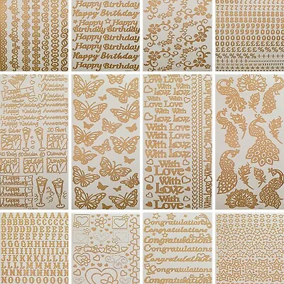 £2.48 • Buy ROSE GOLD OUTLINE STICKERS Peel Off Craft Card Making Letters Numbers Scrapbook