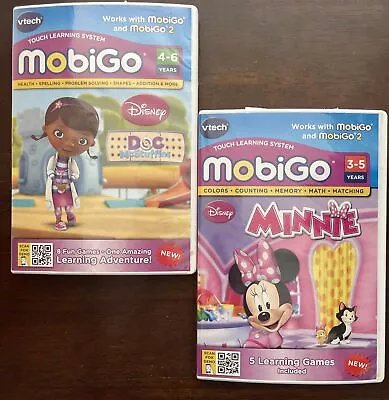 Vtech MobiGo Doc McStuffins Minnie Mouse Lot Of 2 Games Cartridges Ages 3-5 • $15.25