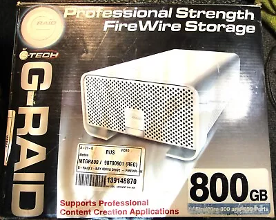 G-RAID G-Tech Professional Strength FireWire Storage ~ 800 GB ~ Works ~ W/disc • $49.95