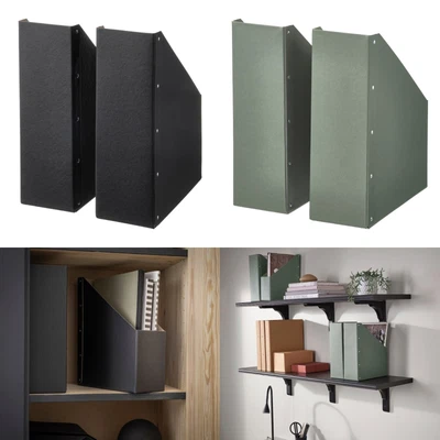 £6.49 • Buy 2 X Black Grey Magazine Office File Organiser Holder Paper Storage Box Folder
