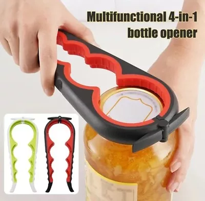 Opener 4 In 1 Multi Purpose Can Jar Lid Ring Pull Bottle Top Screw Remover Tool • £6.99