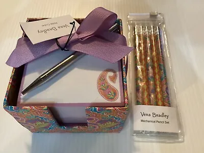 Vera Bradley NOTE CUBE WITH PEN & MECHANICAL PENCIL SET (5) Paisley In Paradise • $29.99