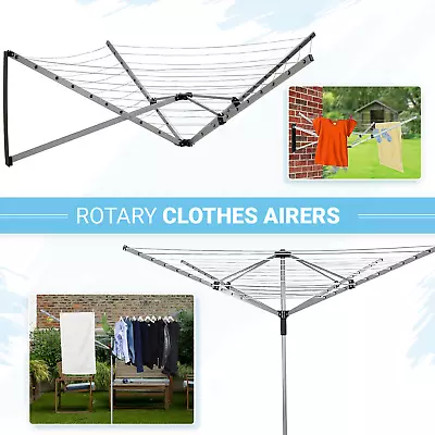 Rotary Airer 60m Garden Clothe Line Dryer 4 Arm Outdoor Washing Line Heavy Duty • £46.97