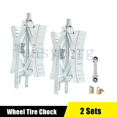 $59.85 • Buy 2 Trailer Camper Rv X-Chock Wheel Stabilizer 1 Ratchet Handle Tire Locking Chock