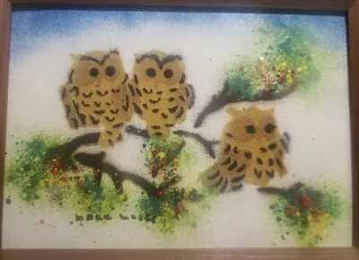 Beautiful Enamel On Copper Of Owls In Trees By Artist Mark Moses 13 X 15 Framed • $119.99