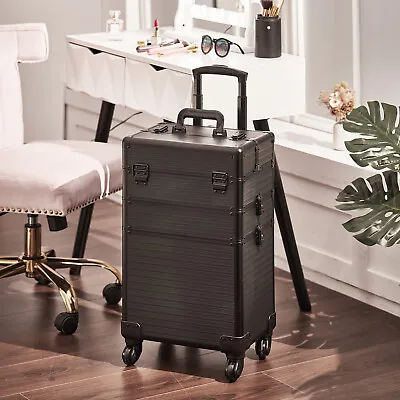 Large Travel Trolley Case Makeup/Cosmetic/Hairdressing/Vanity/Beauty Storage Box • £65.95