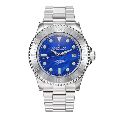 Oceaneva™ Men's Deep Marine Explorer III 3000M Watch Blue Mother Of Pearl • $549