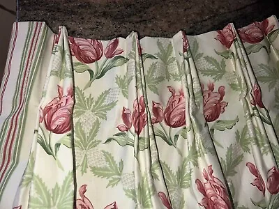 Custom Jane Churchill London Pinch Pleat Drapes~gorgeous Tulips~org $995~86”l • £433.89