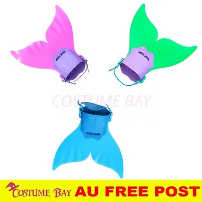 Kids Mermaid Tail Fin Monofin Swimming Flipper Diving Swimmable Tails Fins AU • $16.93