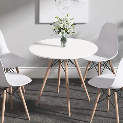 White Cafe Dining Table Round Eiffel Office Coffee Table Kitchen  Wooden Leg DIY • $94.99