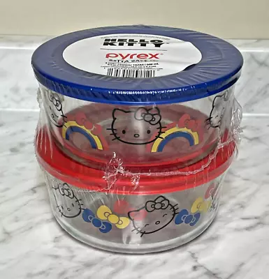 Pyrex Hello Kitty Two Glass Bowls With Lids Food Storage 4 Cup Set • $66.64