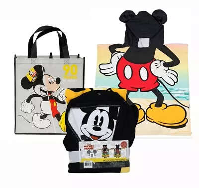 DISNEY Mickey Mouse Kids Hooded Poncho Bath Pool Beach Towel + Reusable Tote Bag • $18.99