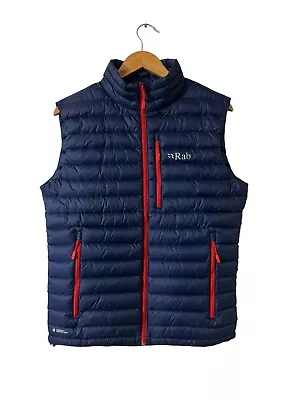 Rab Microlight Down Zip Vest Gilet Pertex Nikwax Blue / Grey Mens Size S New • £75