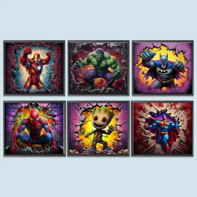 $12.19 • Buy DIY 5D Full Drill Diamond Painting Breaking Wall Superhero Embroidery Home Decor