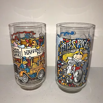  Vintage McDonalds Muppets Glasses The Great Muppet Caper Miss Piggy Lot Of 2 • $18.95