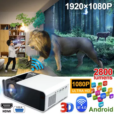 HD 1080P Movie Game Projector Mini Projector 3D LED 4K WiFi Home Theater Cinema • $123.11