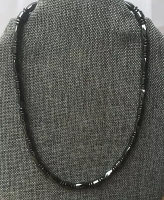 Men's Women's Black Magnetic Hematite Twist Drums Necklace Very Strong! • $40.99