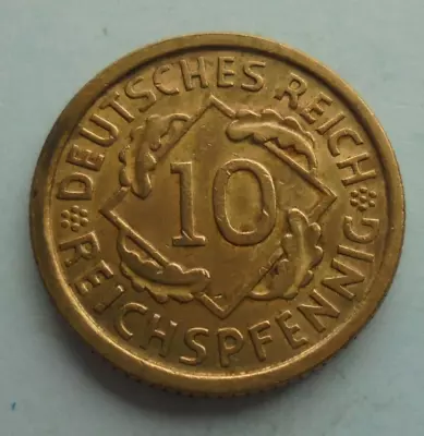 Germany 10 Reichspfennig 1935D In Great Condition. • £2.75