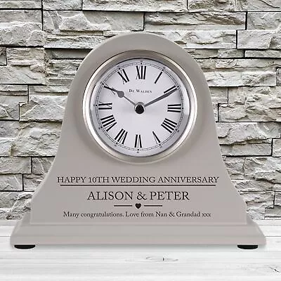 10th Wedding Anniversary Gift Personalised Engraved Grey Mantel Clock 10 Years • £34.99