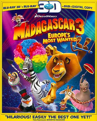 Madagascar 3:  Europe's Most Wanted (Three-Disc Blu-ray 3D / Blu-ray / DVD Combo • $9.18