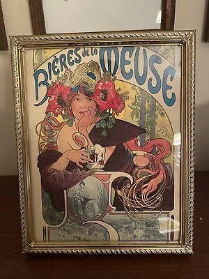 Mucha 1897 Beer Advertisement 8x10 Vintage Frame Bohemian Bieres De La Muse • $31.99